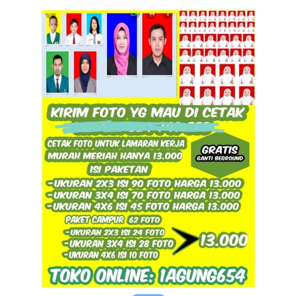 paket cetak foto lamaran kerja murah terjamin 2x3,3x4,4x6