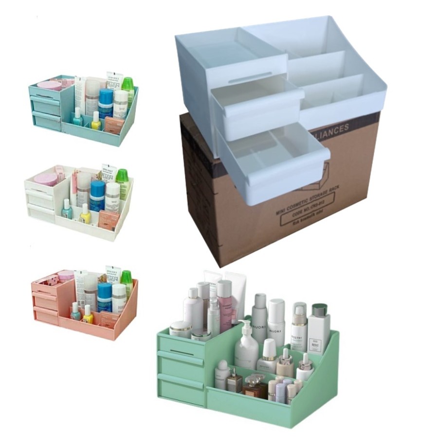 NEW Rak Cosmetic  Cosmetic Storage Drawer Kotak Penyimpanan Makeup Organizer Rak Kosmetik 2 Susun