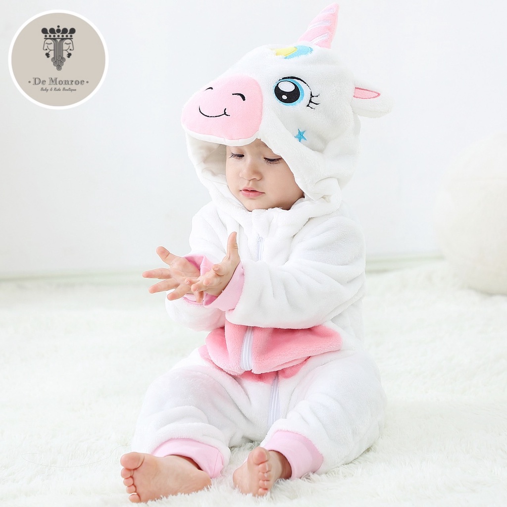 De Monroe Baby Costume Kostum Baju bayi Onesie Anak animal Hewan White Unicorn Kuda Ponny Pony Poni 