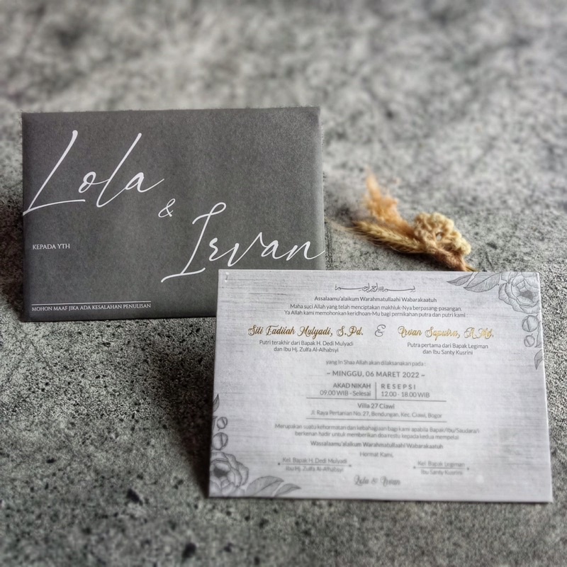 UNDANGAN PERNIKAHAN HARD COVER SINGLE BOARD DENGAN AMPLOP | UNDANGAN PERNIKAHAN MURAH UNIK ELEGAN 