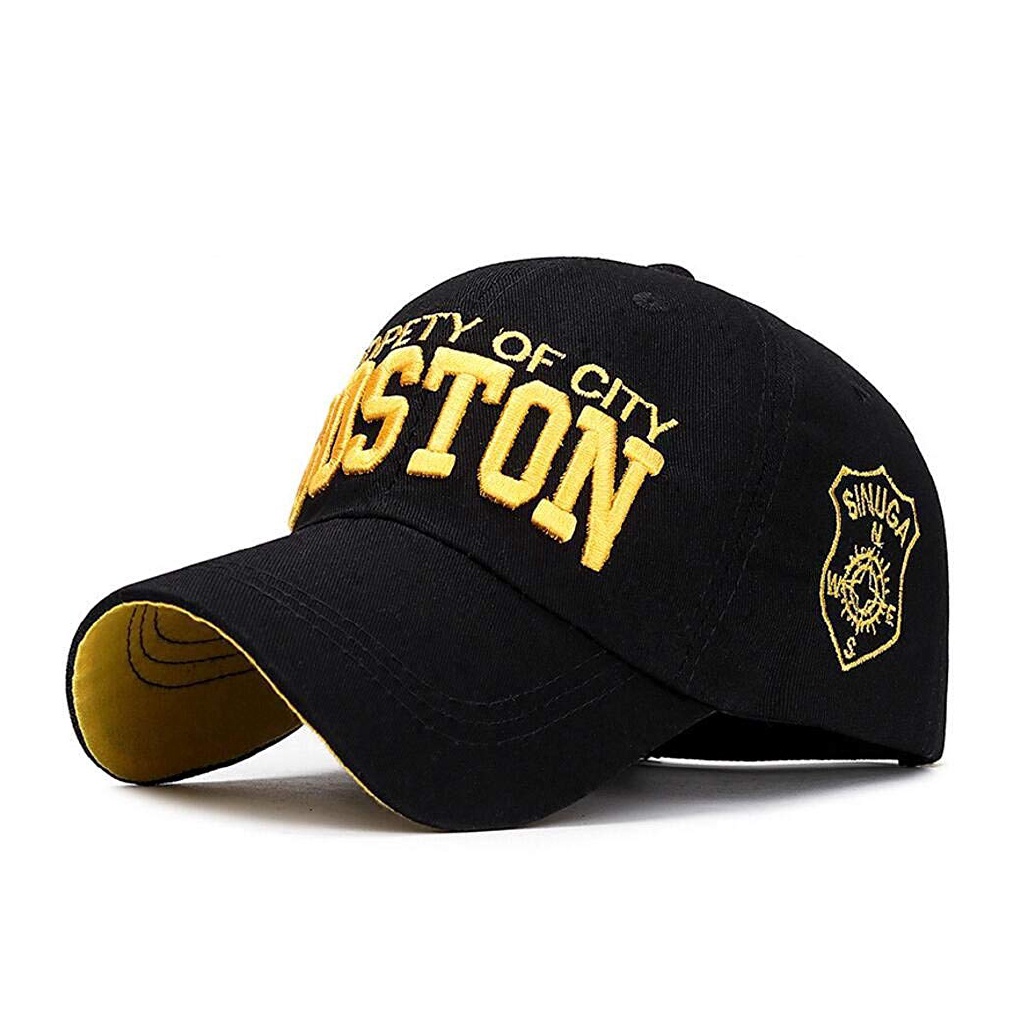 Topi baseball adjustable Motif Bordir Tulisan BOSTON Untuk unisex