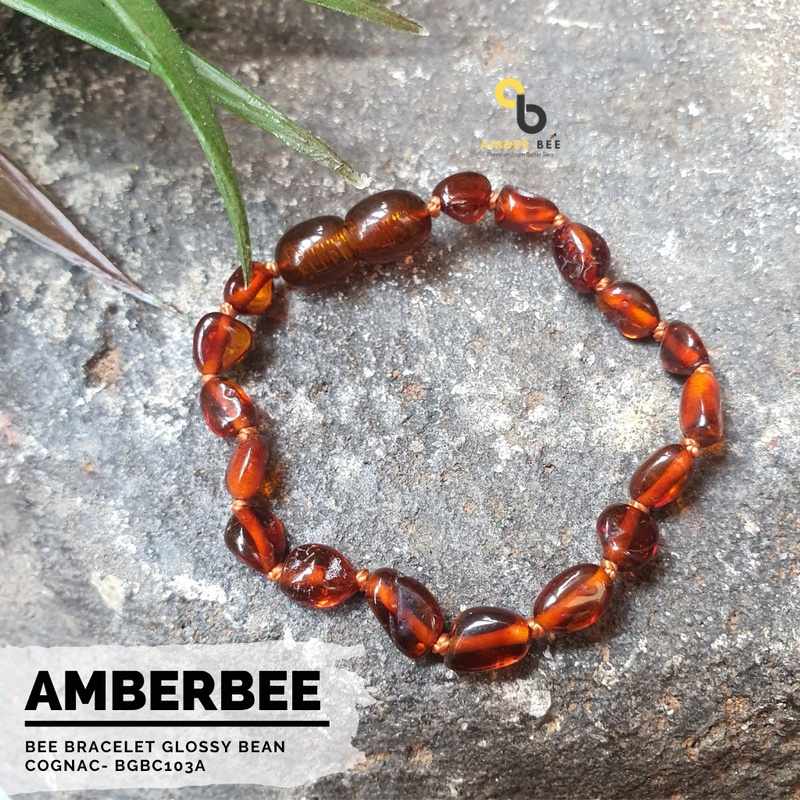 Gelang Amber Baltic Lithuania Balita &amp; Anak Glossy Cognac Bean BGBC103A By Amber Bee