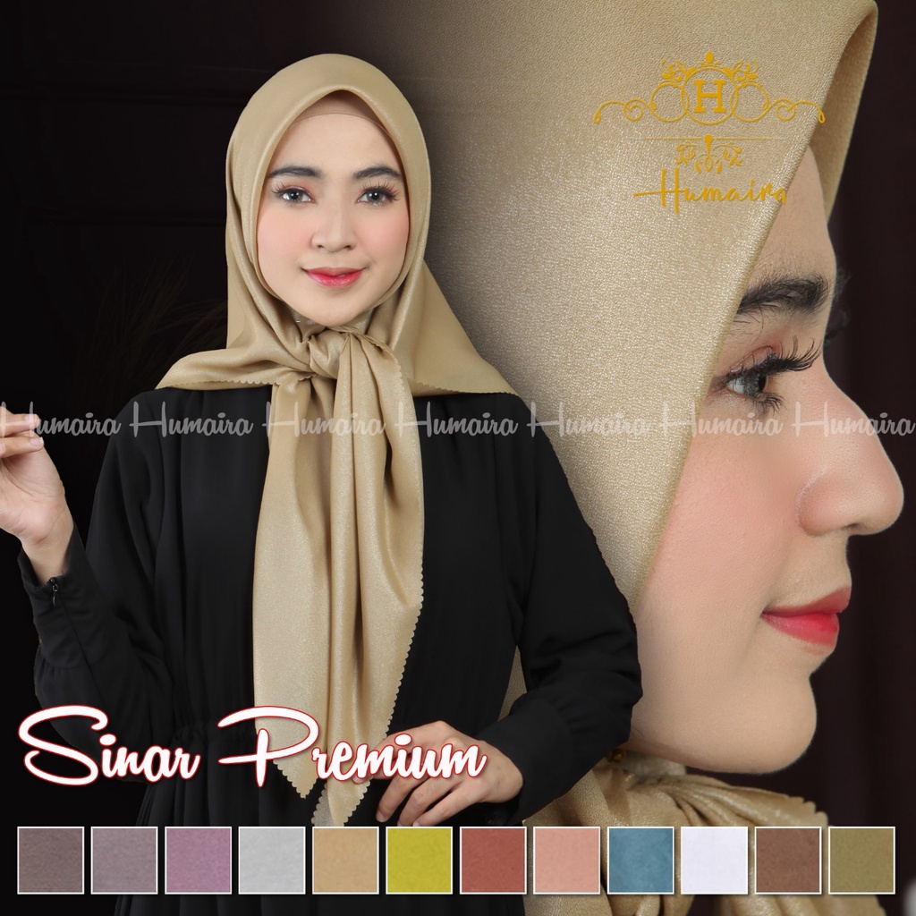 Hijab muslimah segi empat sinar premium polos