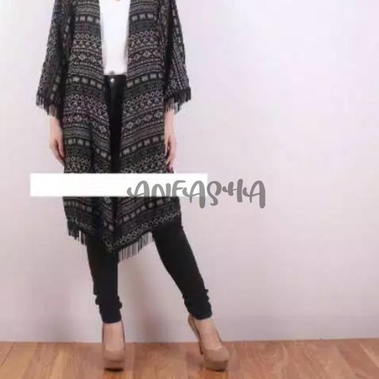 CARDIGAN KIMONO RUMBAI PANJANG = Cardigan wanita bahan katun Rayon ORY BY TOKO ANFASHA