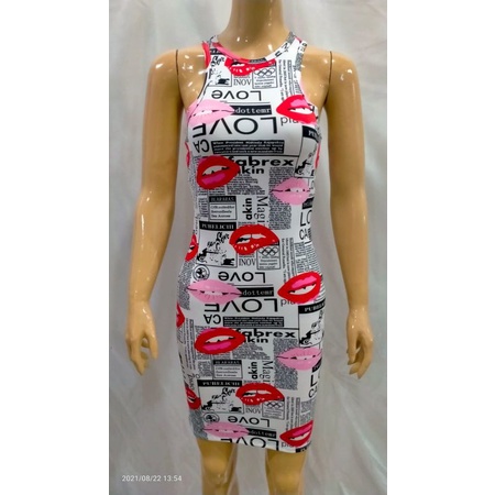 Dress Casual Bodycon motif Branded Export Termurah