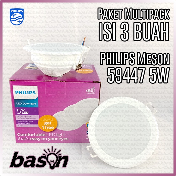 PHILIPS Meson 59447 Multipack 5W 3.5 inch D90 - isi 3 buah LED Downlight