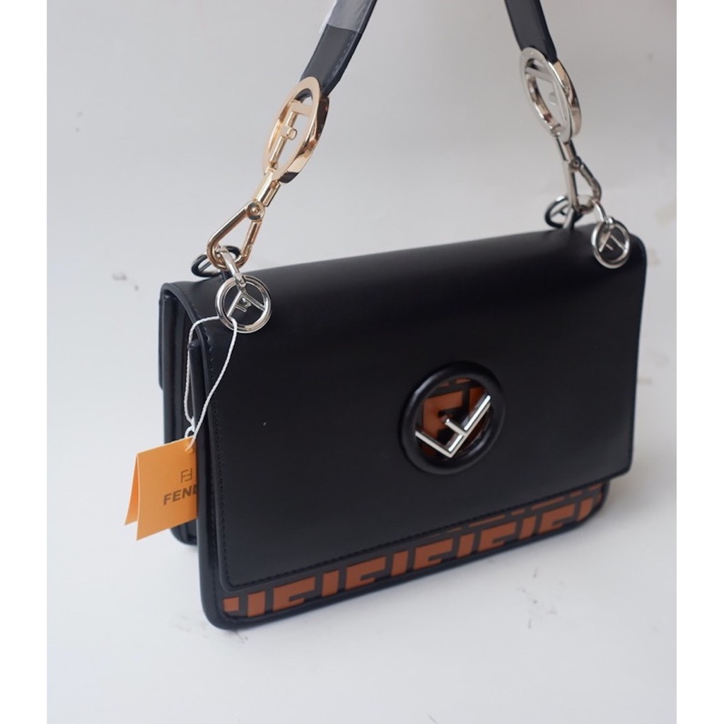 KAN I Flap fendi slingbag import Large / Tas selempang Wanita PU embos Logo Premium