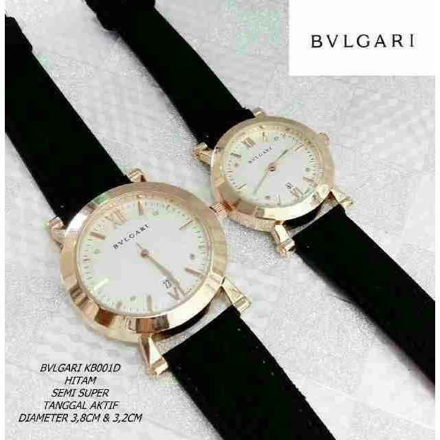 JAM TANGAN BULGARI COUPLE KULIT HITAM SEMI SUPER