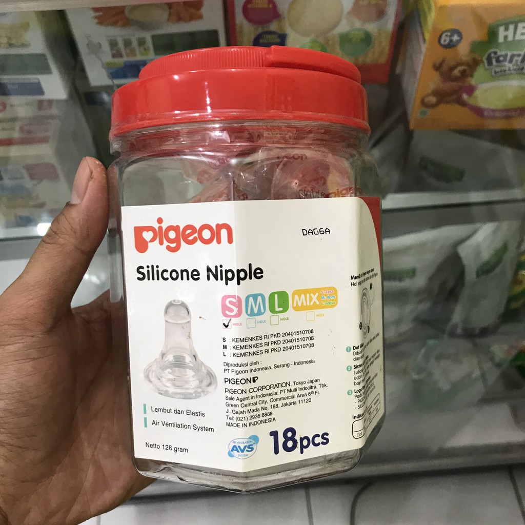 Empeng Bayi Silicone Nipple Pigeon S-M-L / Karet Dot Bayi Silikon Aman