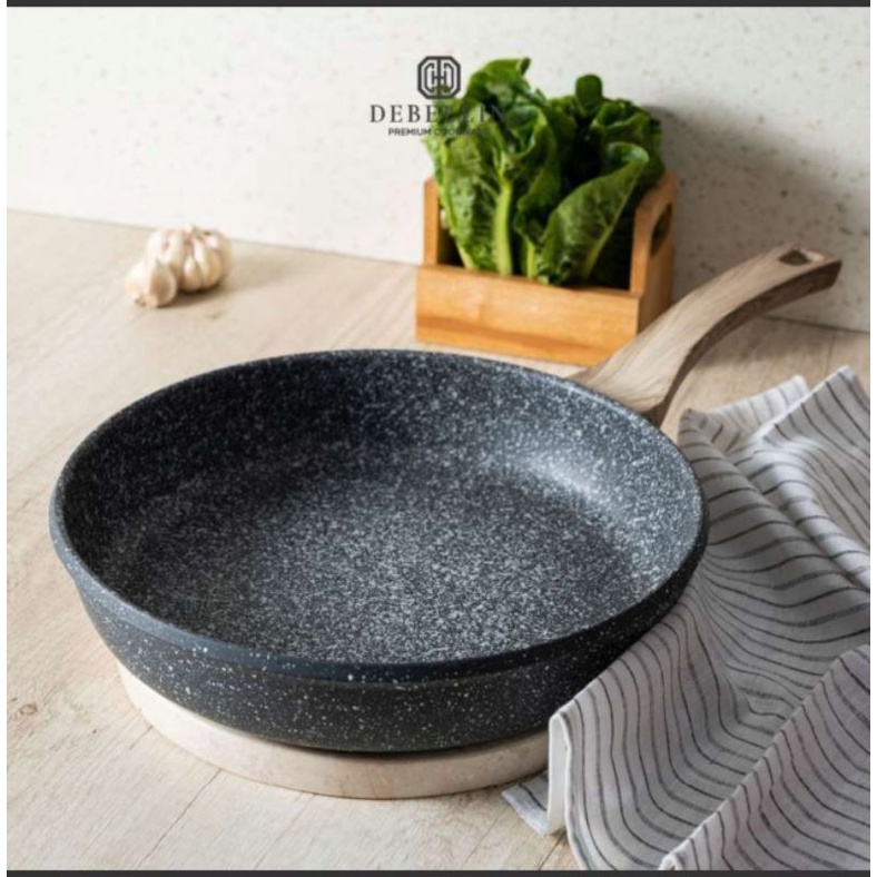 Debellin Premium Cookware Grey Fry Pan 24 cm -Penggorengan Granite Anti Lengket
