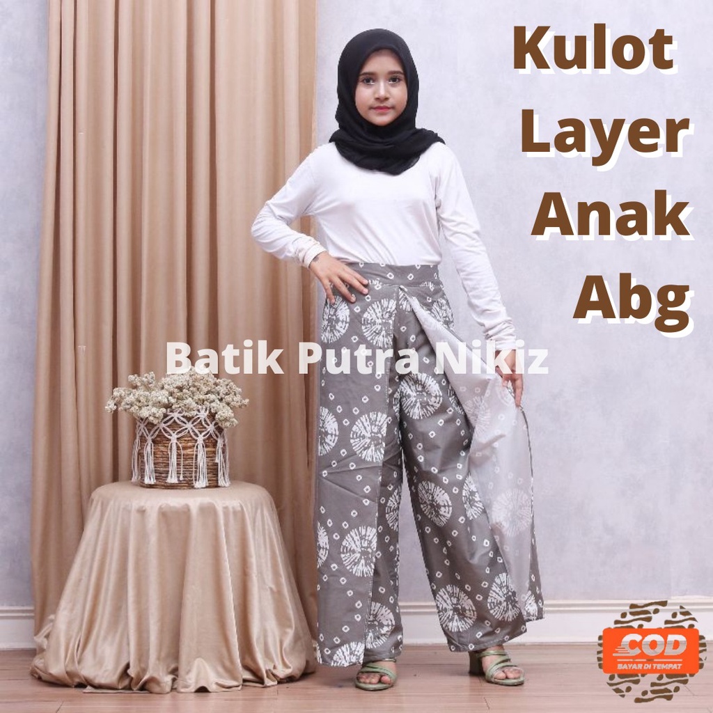 (COD) Celana Batik Kulot Layer Panjang Anak ABG Panjang Tumpuk