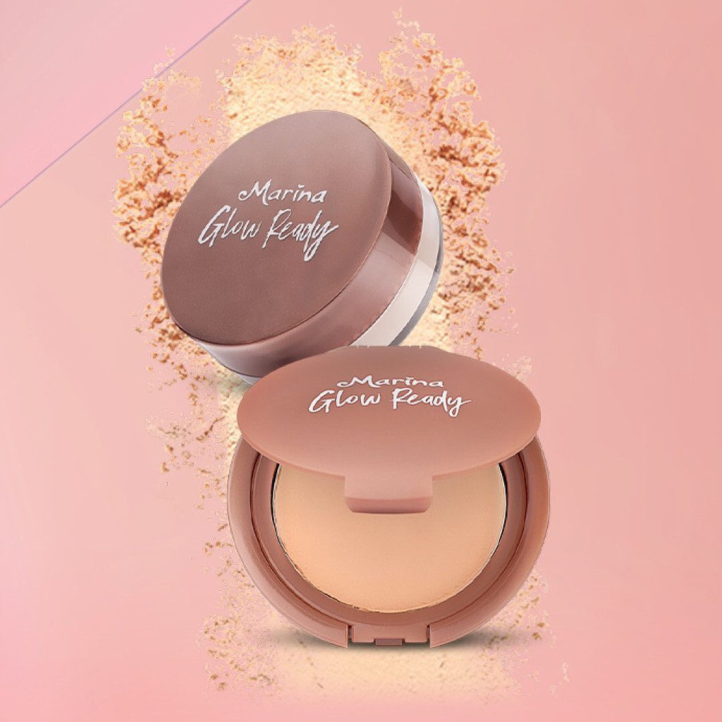 ⭐ BAGUS ⭐ MARINA GLOW TWO WAY CAKE SPF 20 / LOOSE POWDER 10gr | Twc Bedak Padat Tabur