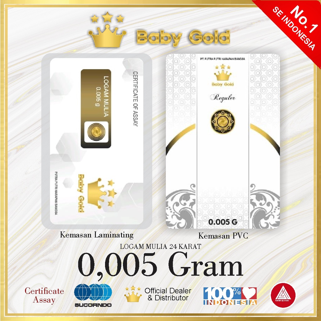 Baby Gold emas mini 0,005 gram logam mulia 24 karat