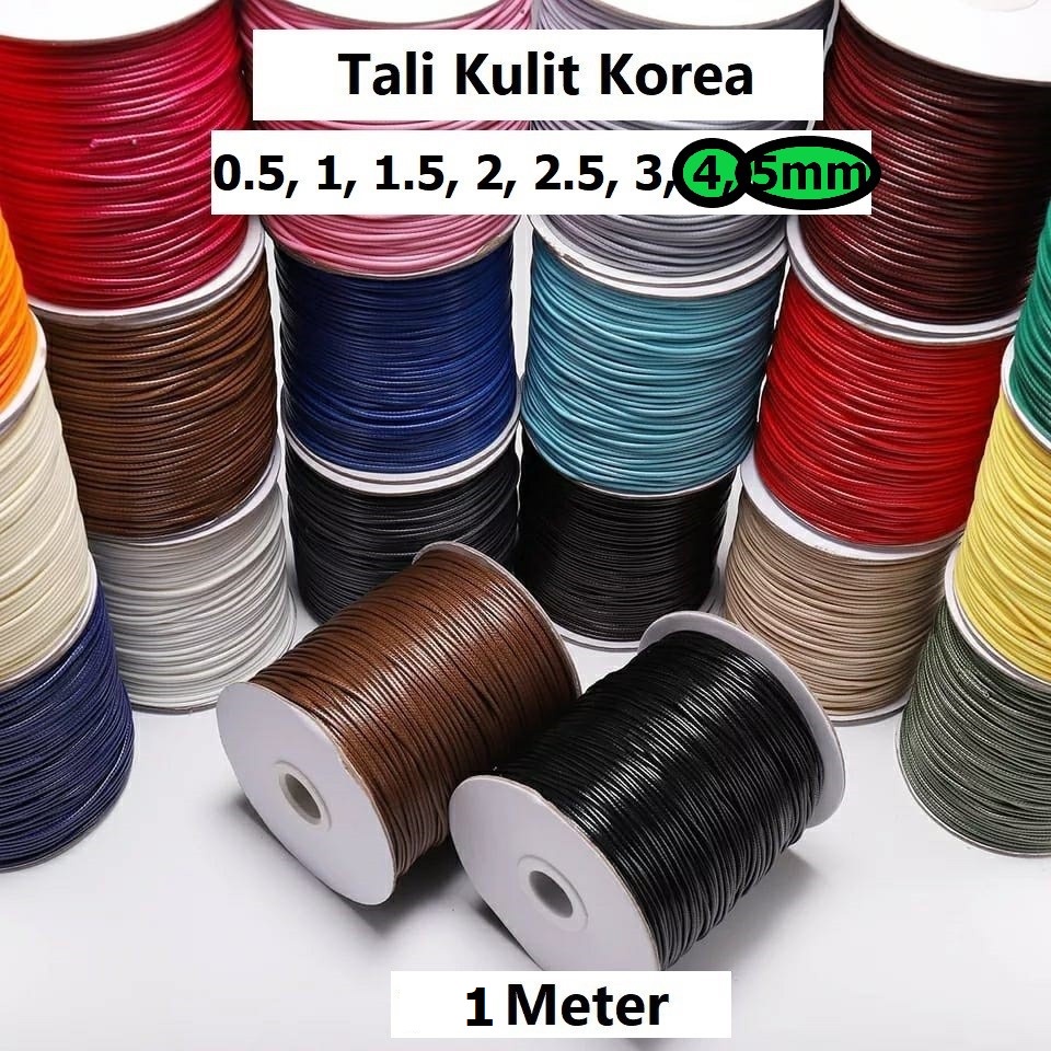 Tali Korea Wax Cord/Tali Kulit Korea/Tali Gelang Glossy Korea Untuk DIY uk 4-5mm Harga/1-2m