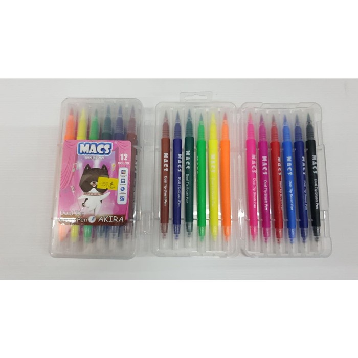 

BRUSH PEN MACS DUAL-TIP 12 COLOUR AKIRA | PULPEN WARNA