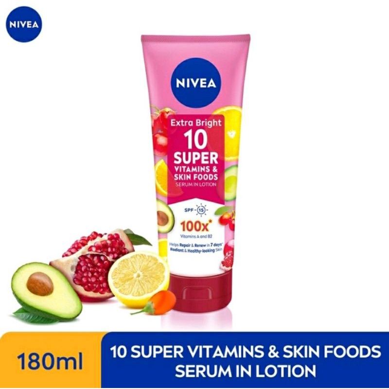 NIVEA Extra Bright 10 Super Vitamins &amp; Skin Foods Serum SPF15 180ml