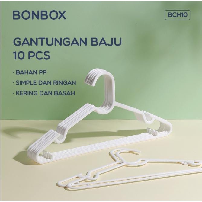 Samono Gantungan Baju ( ISI 10Pcs ) Hanger Plastik Anti Slip Simple dan Ringan Gantungan Kering dan Basah