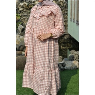 Daini Tunik / Tartan Midi Dress Kotak - Kotak / Tunik Jumbo Ukuran M L XL XXL /  Midi Dress Terlaris / Atasan Wanita Muslim / Bahan Adem