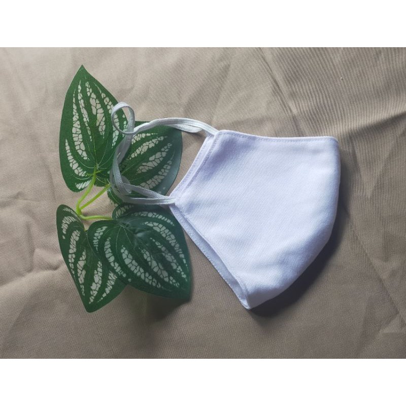 masker kain katun 2 ply hijab headloop Putih