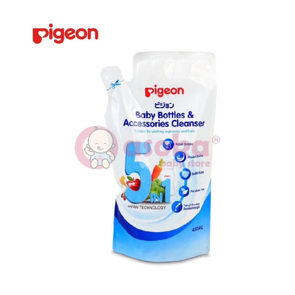 Pigeon Baby Bottles &amp; Accessories Liquid Cleanser 450ml Refill ASOKA