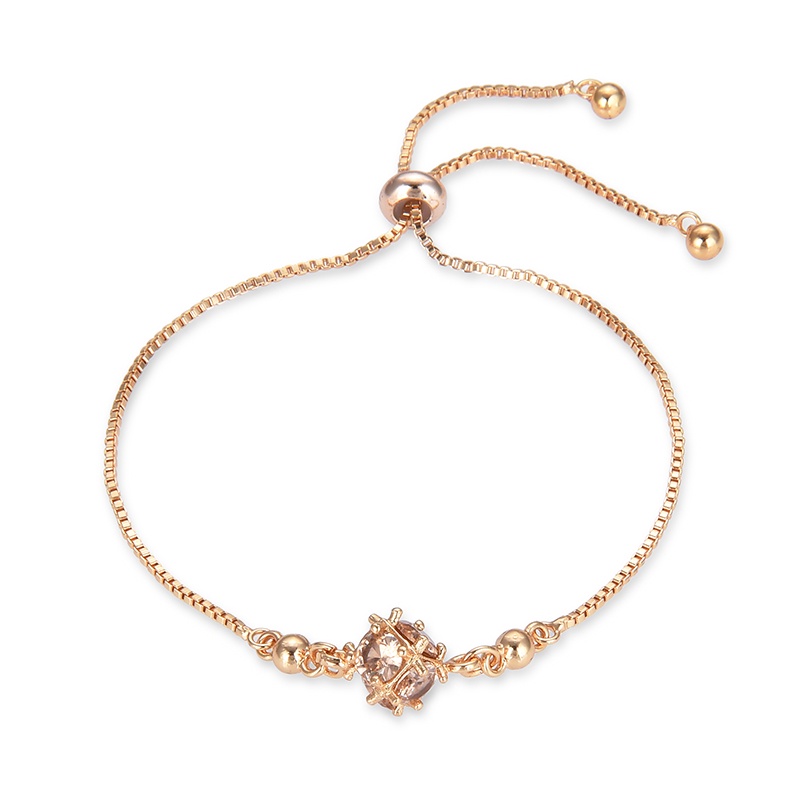 COD Gelang titanium lapis emas bola kristal berlian xuping Perhiasan perak 07b-82b-Kuning