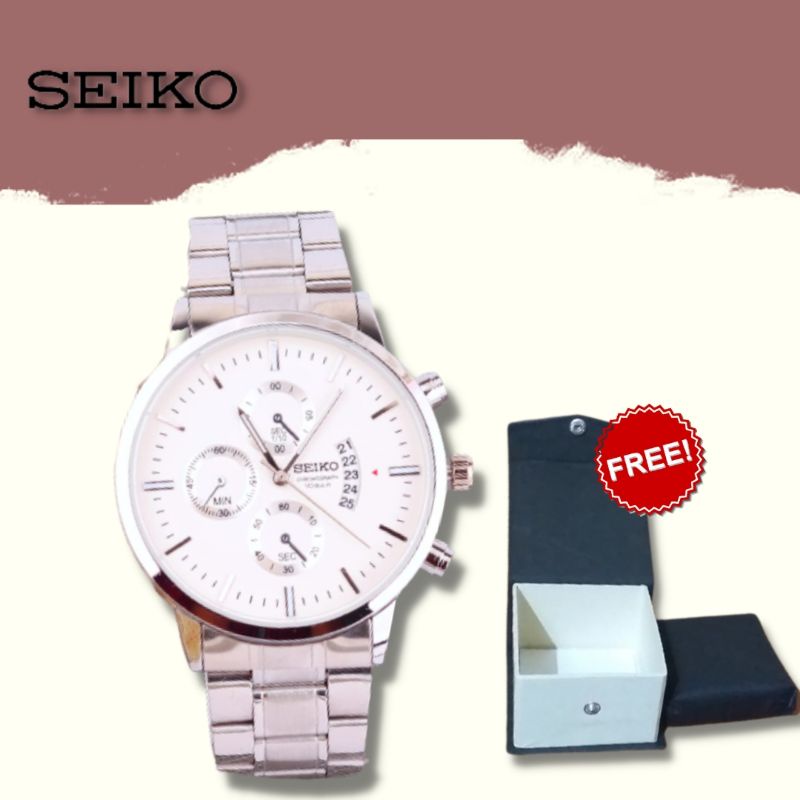 Seiko Men Cronograph Jam Tangan Pria Quartz  Stainless Steel