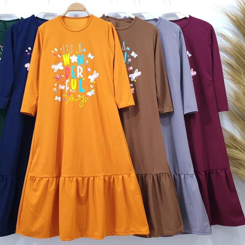 ✰ westylis Gamis Anak Perempuan Motif Wonderful Rumbai Bawah 3-11Tahun ( Real Pick ) Gamis Anak Lucu