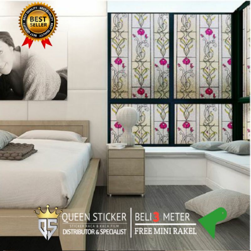 STICKER KACA / STIKER KACA FILM MOTIF BUNGA PATRI L 90CM