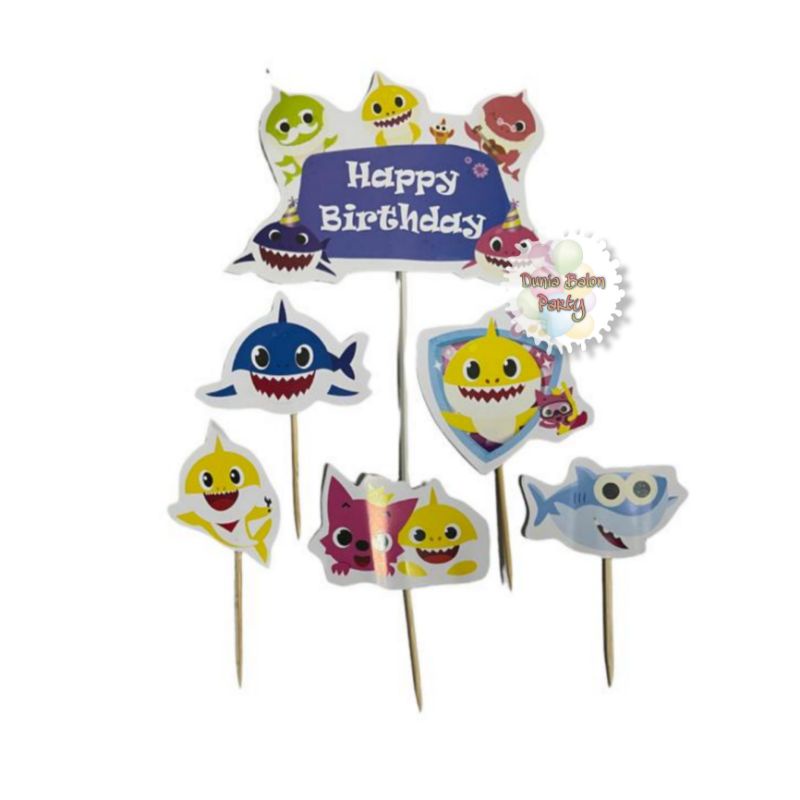 Cake Topper Happy Birthday / Cake Topper Baby Shark / Hiasan Kue