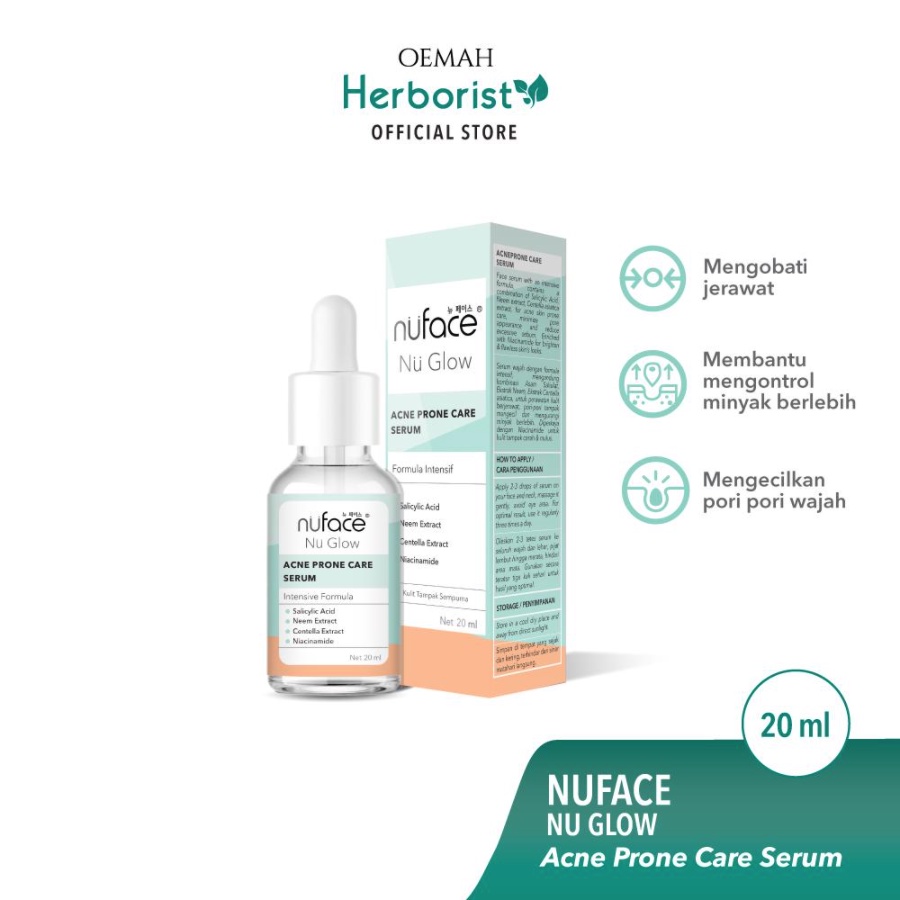 ❤ RATU ❤ Nuface Nu Glow Liquid Serum 20ml | Brighten &amp; Supple Skin Serum | Acne Prone Care Serum | Hydra Lock &amp; Youthful Serum Wajah Nu face (✔️BPOM)