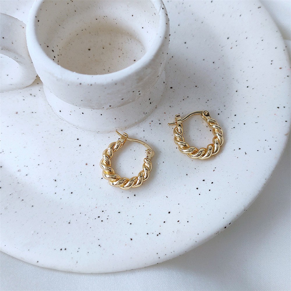 【COD Tangding】Small Twist Hoop Earrings Simple Fashion Twine Cricle Piercing Earstuds Jewelry Accessories