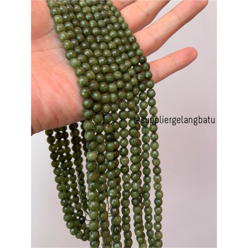 batu beads CUTTING 6mm moss agate hijau kilap grade A aksesoris korea