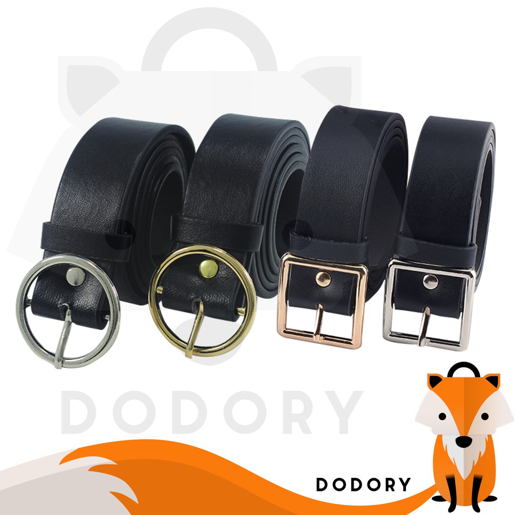 DODORY BELT Sabuk Ikat Pinggang Tali Hitam Gesper Bahan PU Unisex