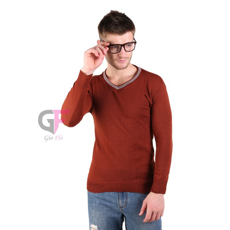 GIOFLO Busana Casual Sweater Rajut Murah Coklat Tua / SWE 537