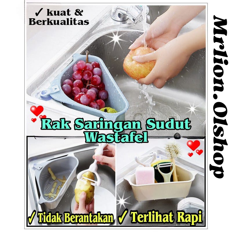 Rak Wastafel segitiga/Saringan Dapur Segitiga/ Rak Sudut Wastafel