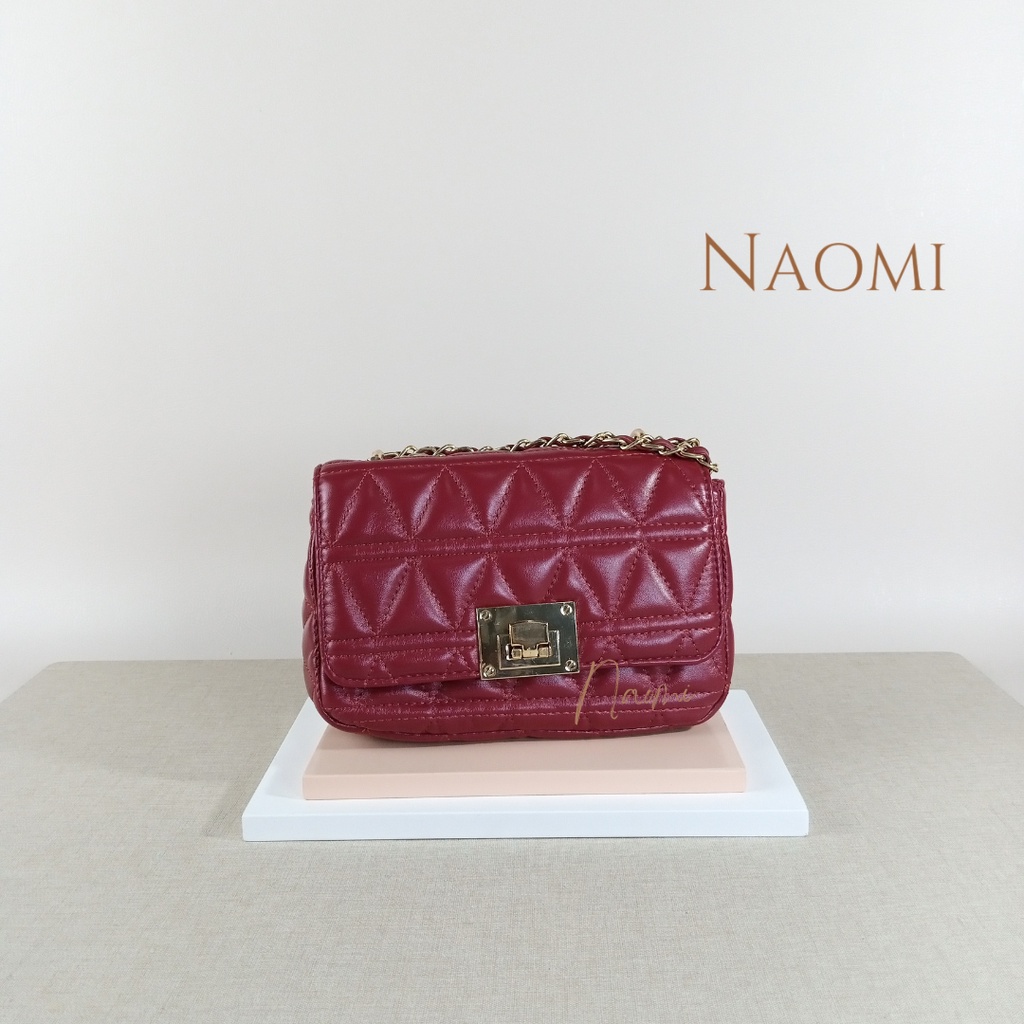 NAOMI - Sling Bag Import Florentia - Tas Selempang - Tas Wanita Dewasa - Kulit Sintetis handbag - tas cewek - tas Tali Rantai mix PU Premium - naomi bag