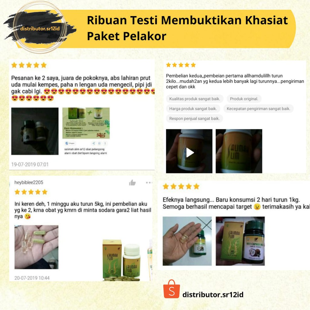 Paket Ampuh Pelangsing Badan Obat Diet Herbal Penurun Berat Badan Salimah Slim VCO SR12