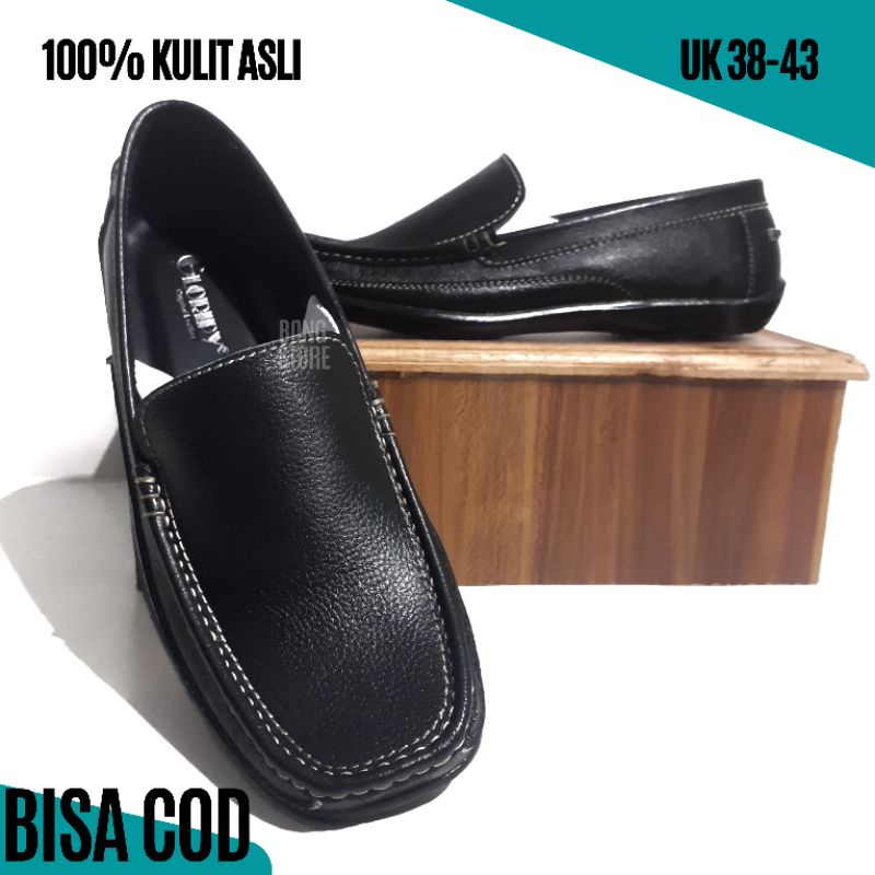 sepatu pria casual kulit asli berkualitas premium terbaru