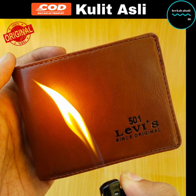 Dompet Kulit Asli Pria 501 Levi's Original Dompet Tiga Dimesi  Dompet 3D kulit pria