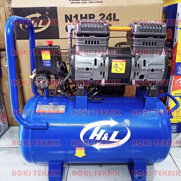 Kompresor Oilless 1HP HL 24 Liter Compresor 24L Silent HL 1 HP Terjangkau