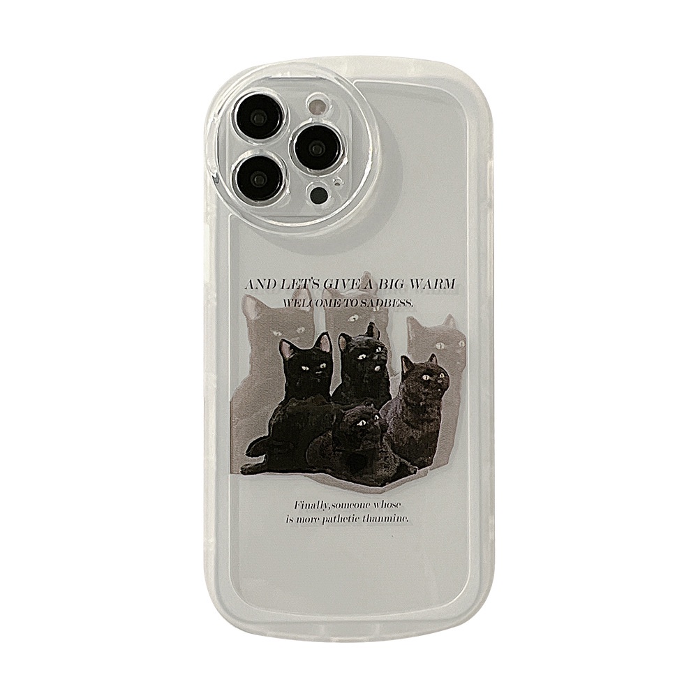 Case Pelindung Transparan Motif Kucing Hitam Untuk Iphone 13 7 + 8 Plus SE 2020 XS XR 11 12 PRO MAX