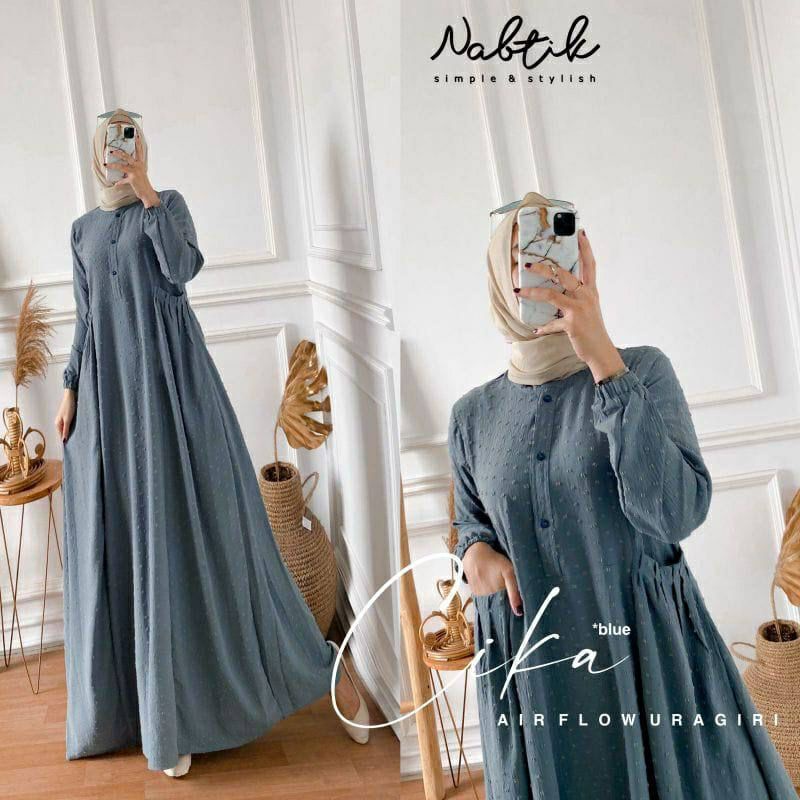 SALE Gamis Wanita Polos Cika Nabtik Airflow Uragiri, Gamis Lebaran