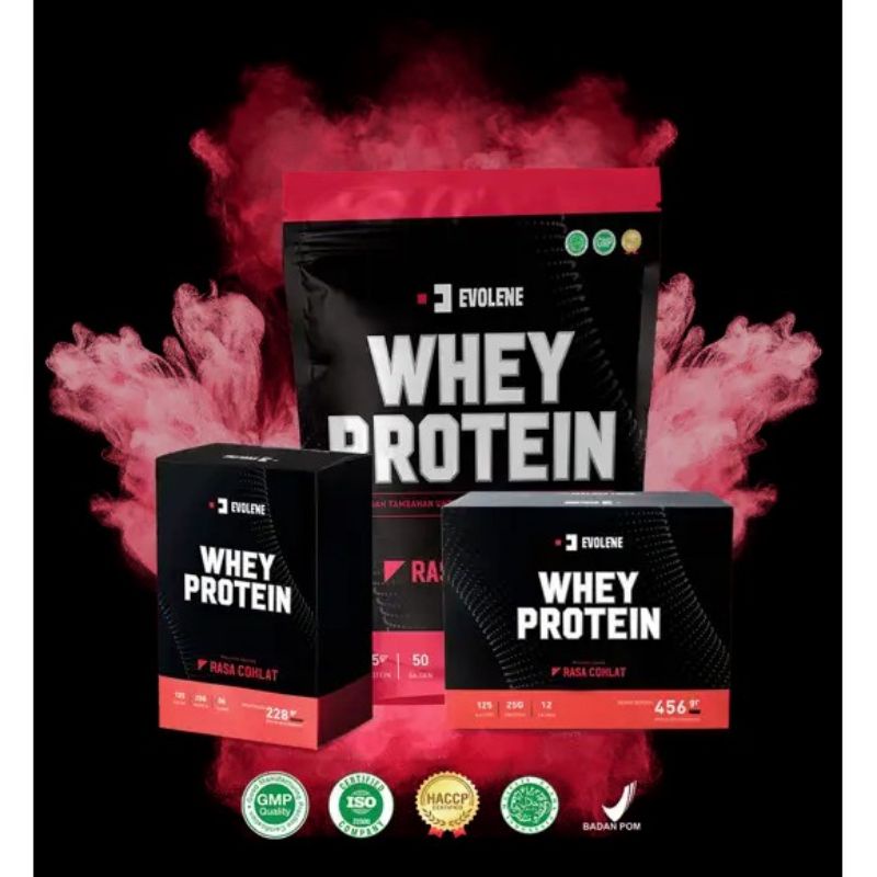 Evowhey Evolene Whey Protein Coklat 2x 1750gr/50 Sachet + Shaker