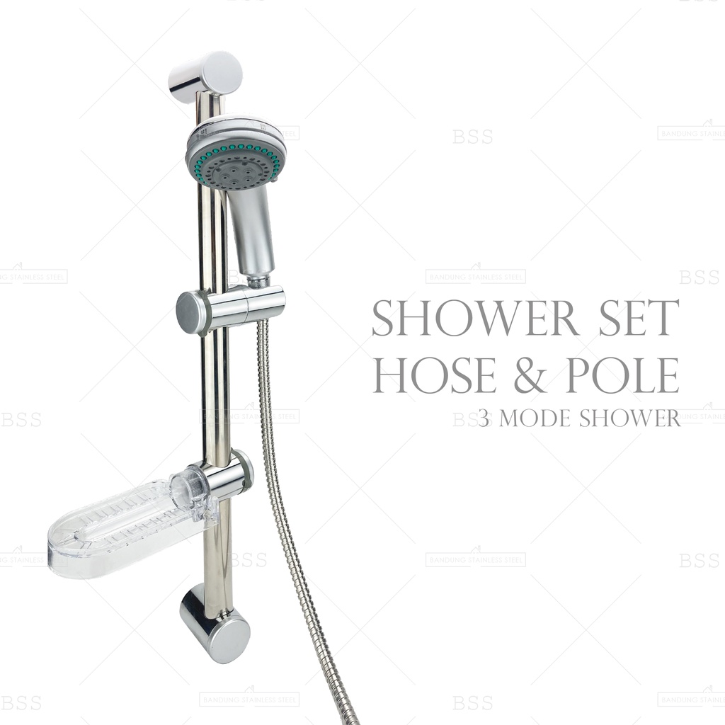 Paket Hand Shower Set 60cm Tiang Stainless Standing Tinggi Kamar Mandi Komplit Lengkap Murah 3 Mode