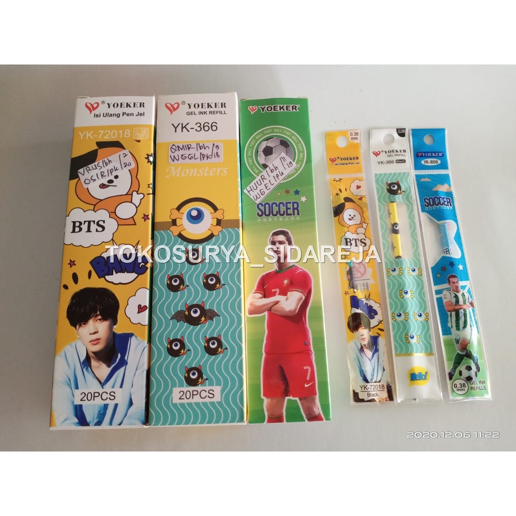 

Refill Tinta Pulpen Gel BTS,SOCCER,MONSTER Pulpenn Isi Ulang Yoeker 0.38mm (PACK) / Refill Pulpen BTS