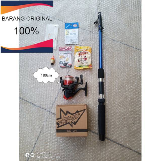 Satu set alat pancing antena lengkap murah set pancing antena set pancingan ikan set pancing sungai