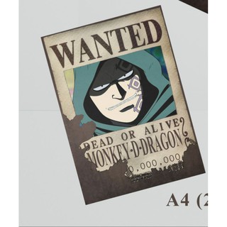 Monkey D Dragon Poster Wanted Bounty One Piece Shopee Indonesia