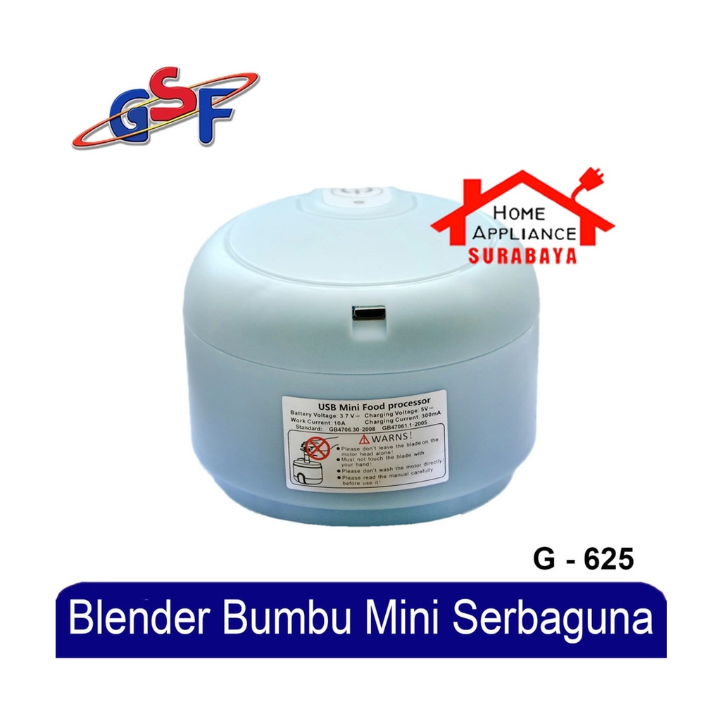 Mini Chopper Processor Portable Electric Rechargeable USB - Blender Bumbu Dapur Sayur Buah Mini Elektrik 250 ML GSF G 625 / GSF 30051