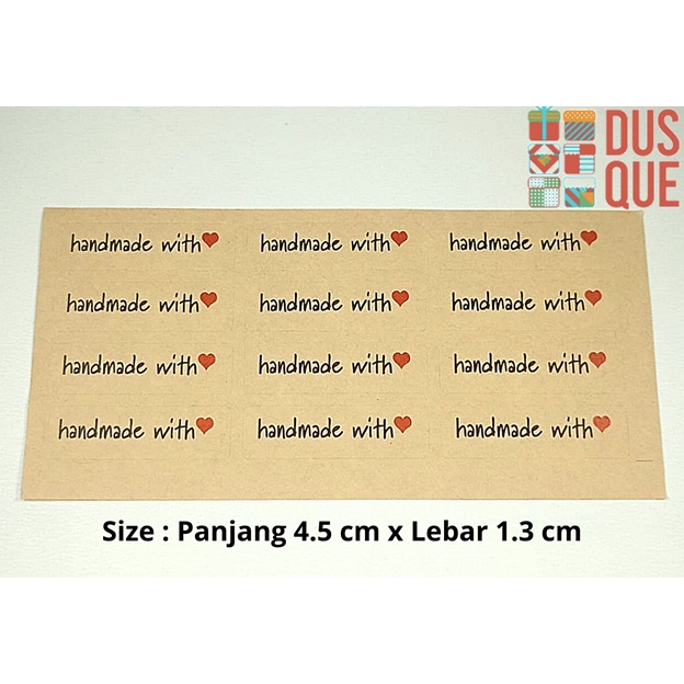 

(1 LEMBAR ISI 12) STIKER HANDMADE WITH LOVE KRAFT