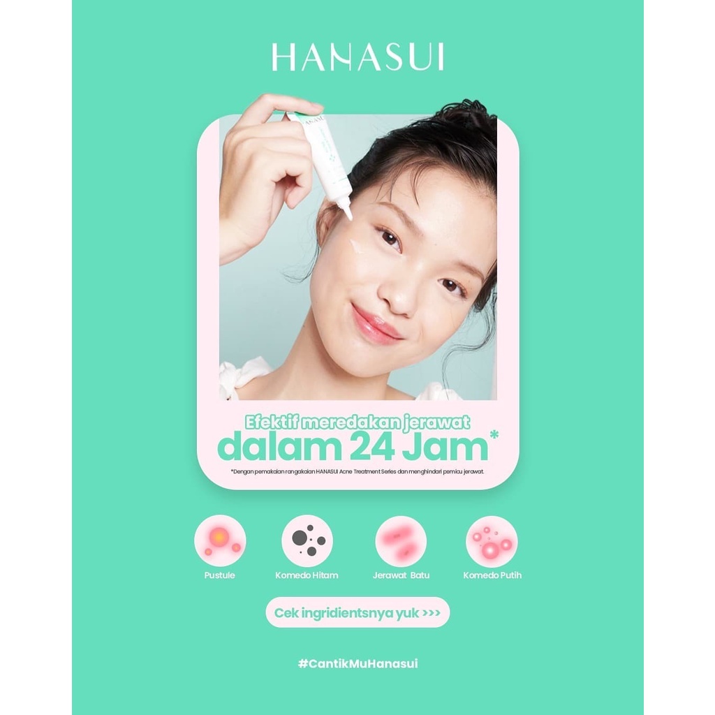 HANASUI Acne Treatment Series Indonesia / Gentle Cleanser Power Essence Day Night Cream Spot Gel Flawless Glow 10 / Brightening Jerawat / Skincare Make Up / Toner Serum Eye Mask Sunscreen / Body Spa Lip Cream Tint Pelembab / Paket Lengkap Set Wajah Face